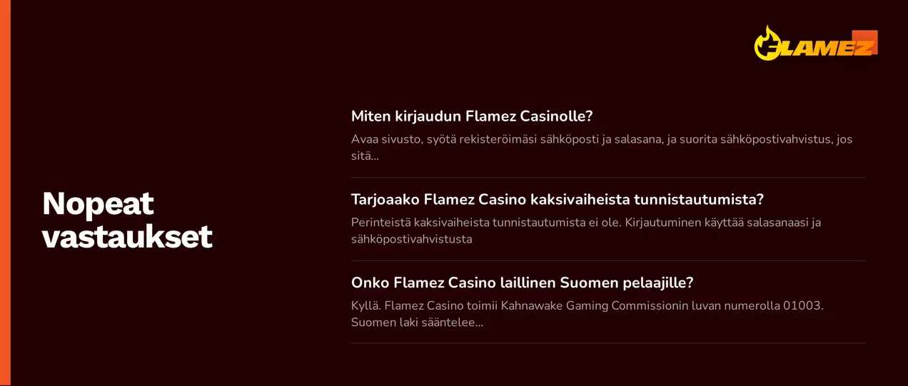 Selkeytä kirjautumisen UKK-vastaukset.